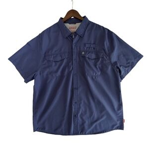 Coleman Mens XXL Navy Blue Ripstop Short Sleeve Ventilated Fishing Shirt